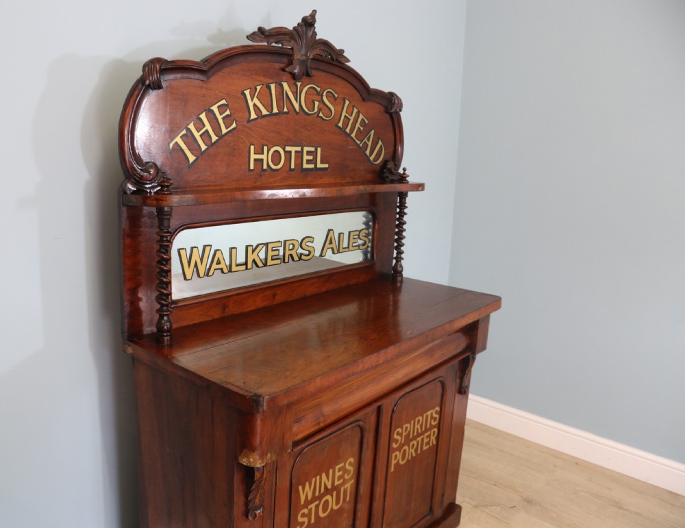 Victorian mirror back chiffonier with later sign written advertising detail  View IV