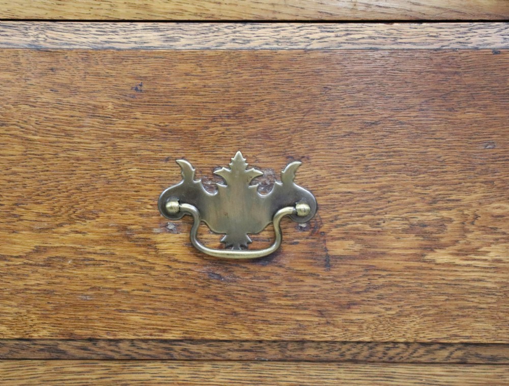 19th century light oak side cabinet in the Arts and Crafts style. View VI