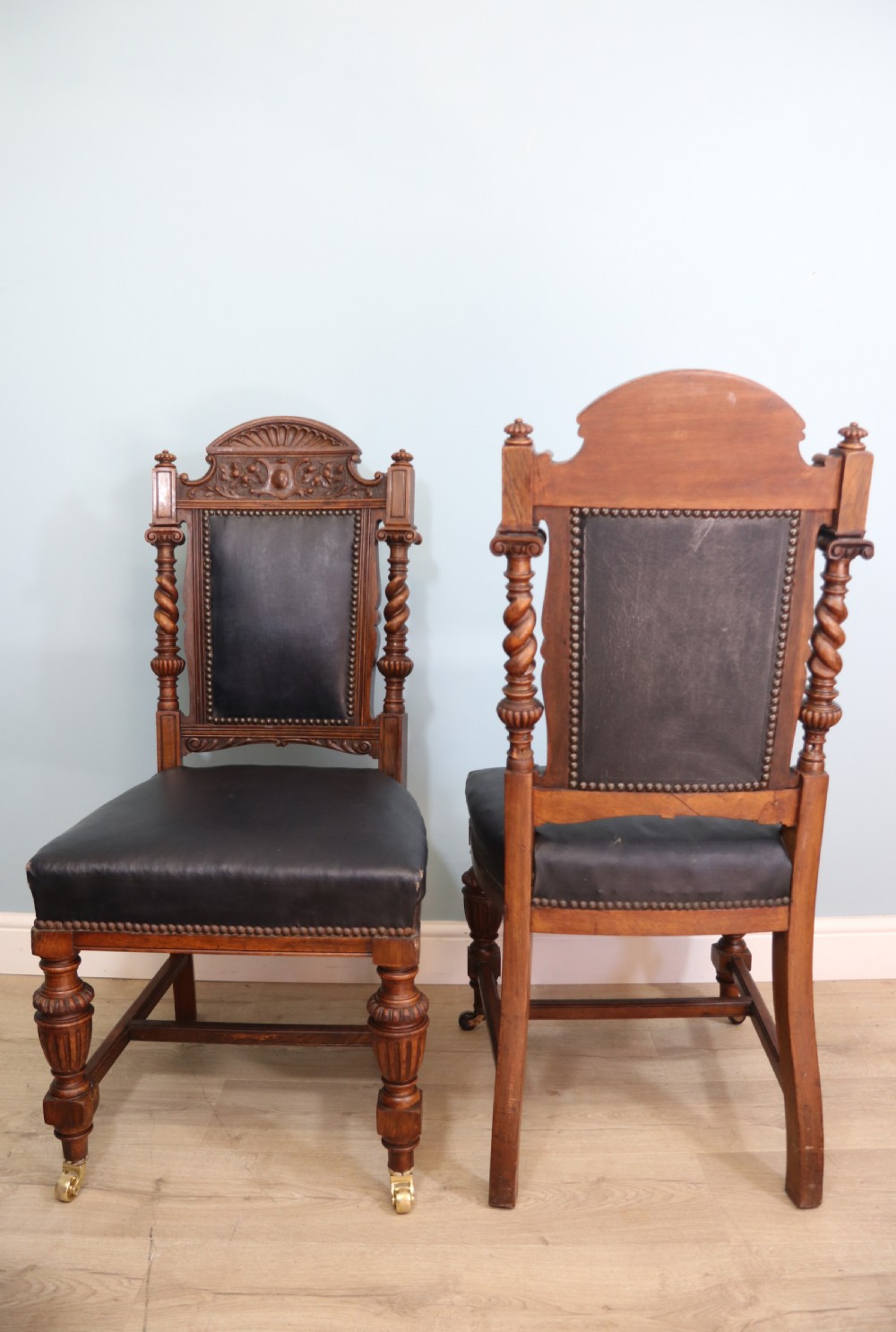 Set of six late Victorian Goodall, Lamb & Heighway dining chairs in the Gothic Revival style View II