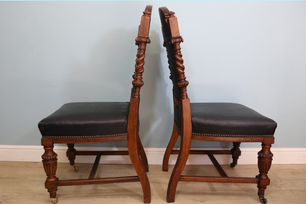 Set of six late Victorian Goodall, Lamb & Heighway dining chairs in the Gothic Revival style View III