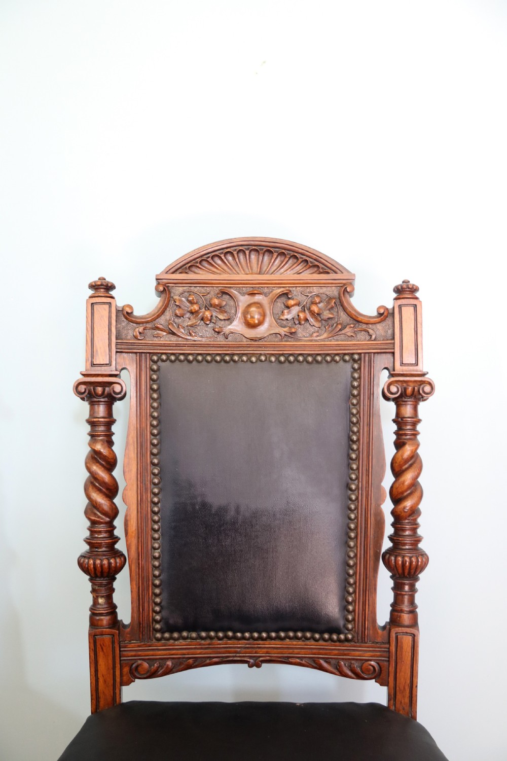 Set of six late Victorian Goodall, Lamb & Heighway dining chairs in the Gothic Revival style View IV