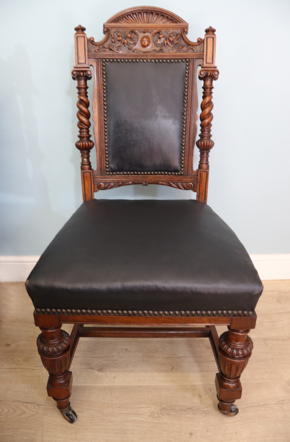 Set of six late Victorian Goodall, Lamb & Heighway dining chairs in the Gothic Revival style View V