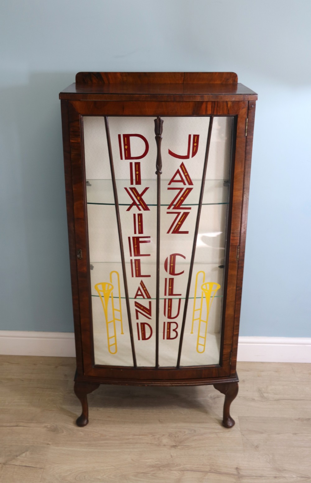 Dixieland Jazz Club 20th century bow front display cabinet