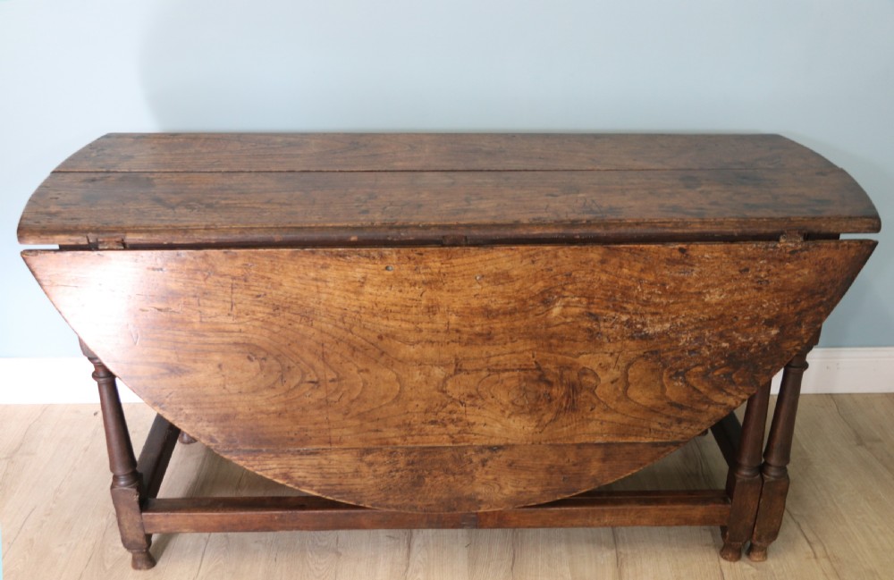 18th Century oak drop leaf dining table View II