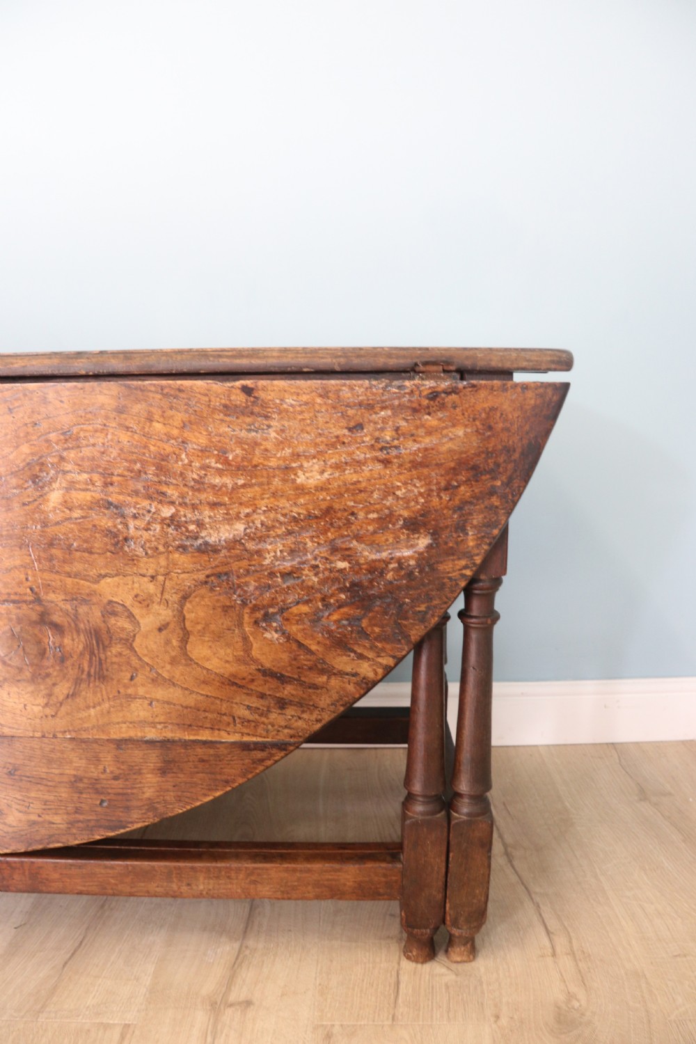 18th Century oak drop leaf dining table View VII