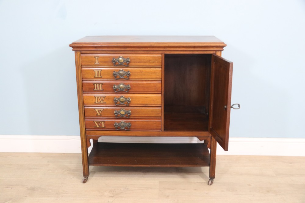 Late Victorian American Walnut music cabinet View II