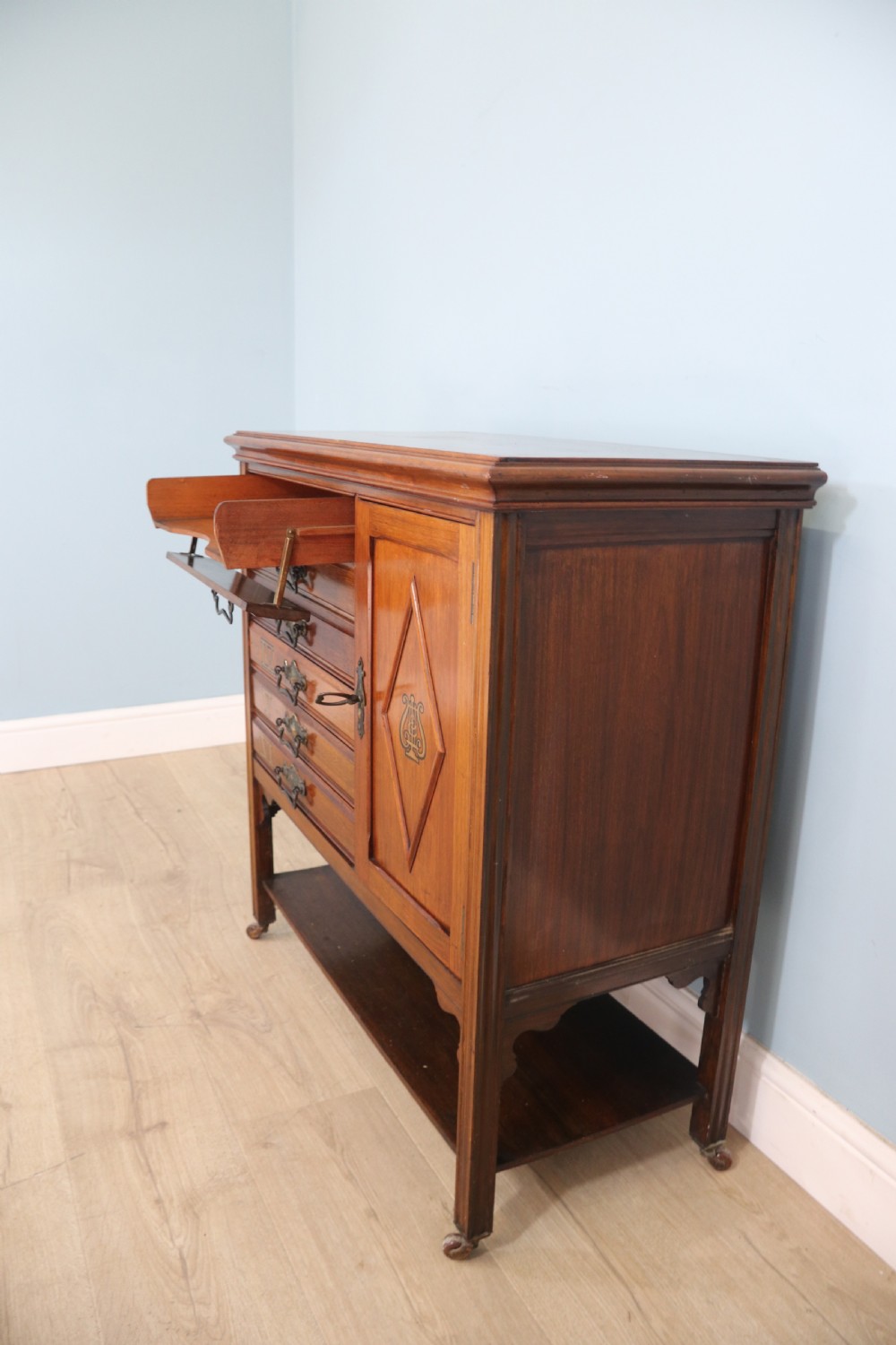 Late Victorian American Walnut music cabinet View III