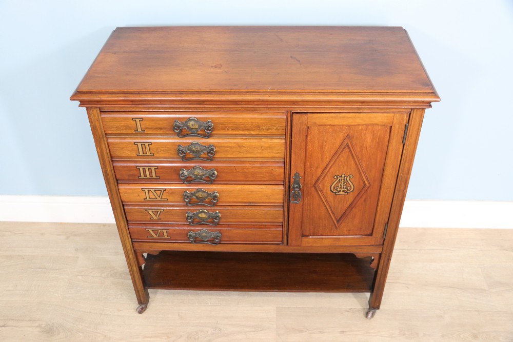 Late Victorian American Walnut music cabinet View IV