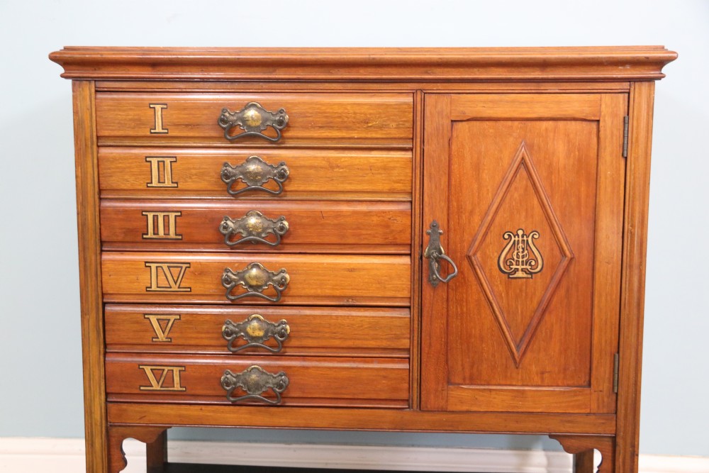 Late Victorian American Walnut music cabinet View V