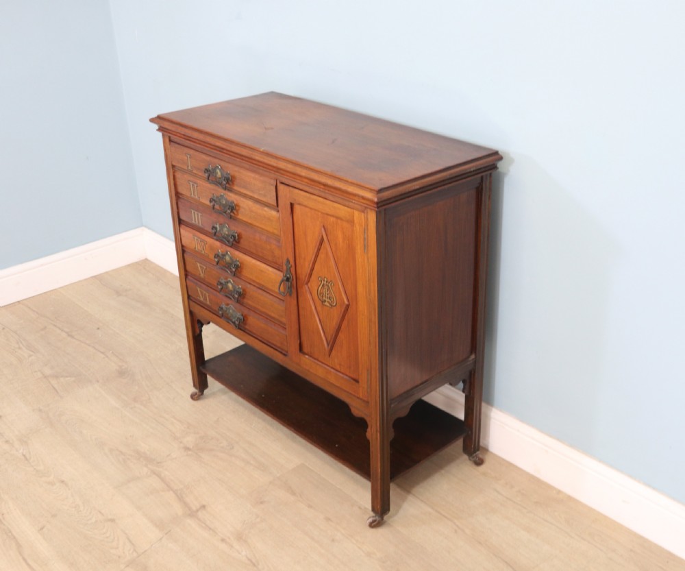 Late Victorian American Walnut music cabinet View VII