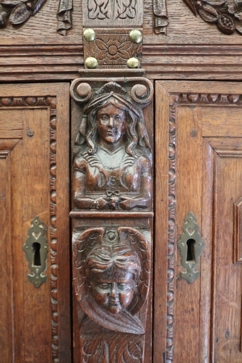 A totally magnificent 19th century oak court cupboard in the gothic style View XIV