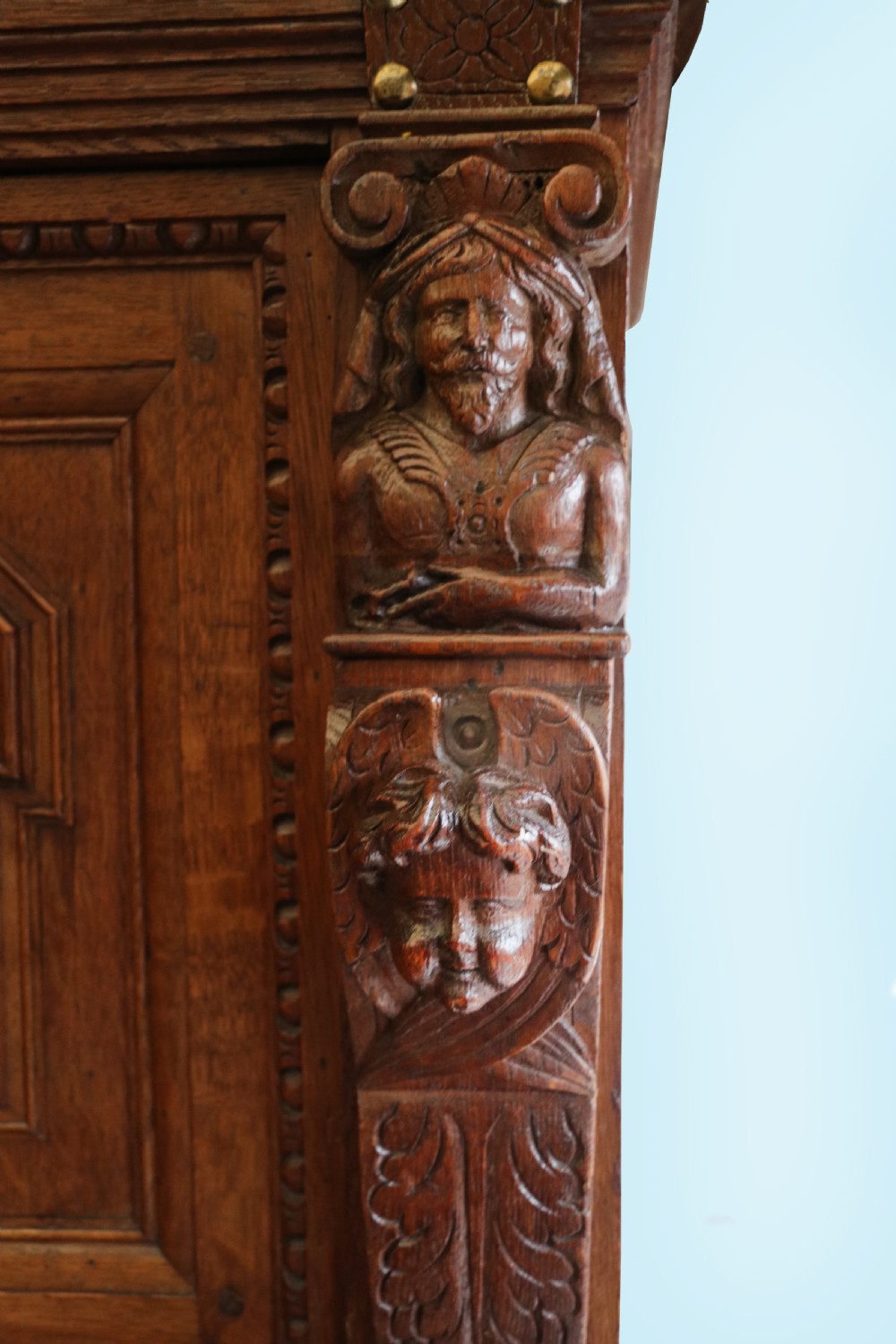 A totally magnificent 19th century oak court cupboard in the gothic style View XV