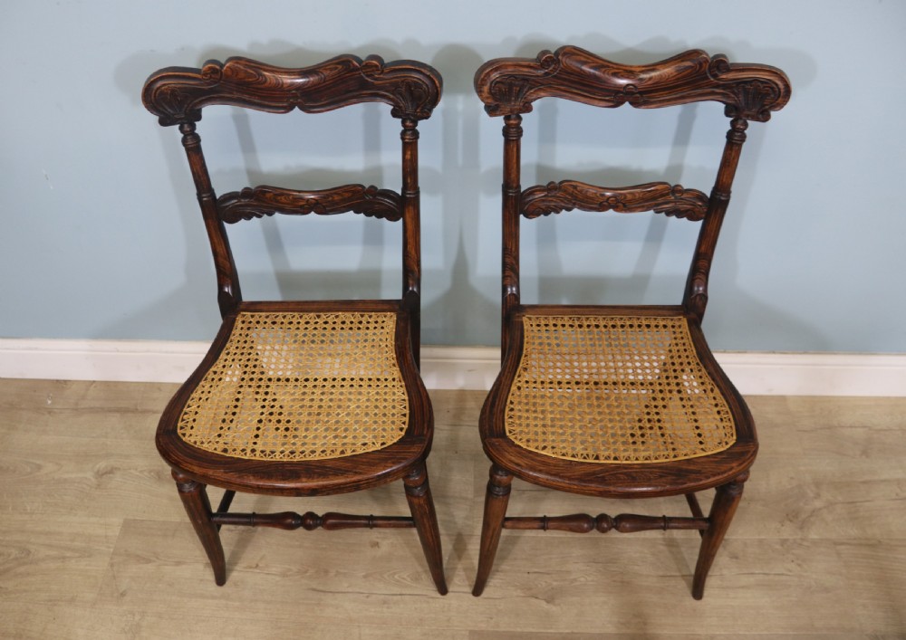  A lovely set of four Victorian hand finished simulated rosewood bar back cane seated chairs View III