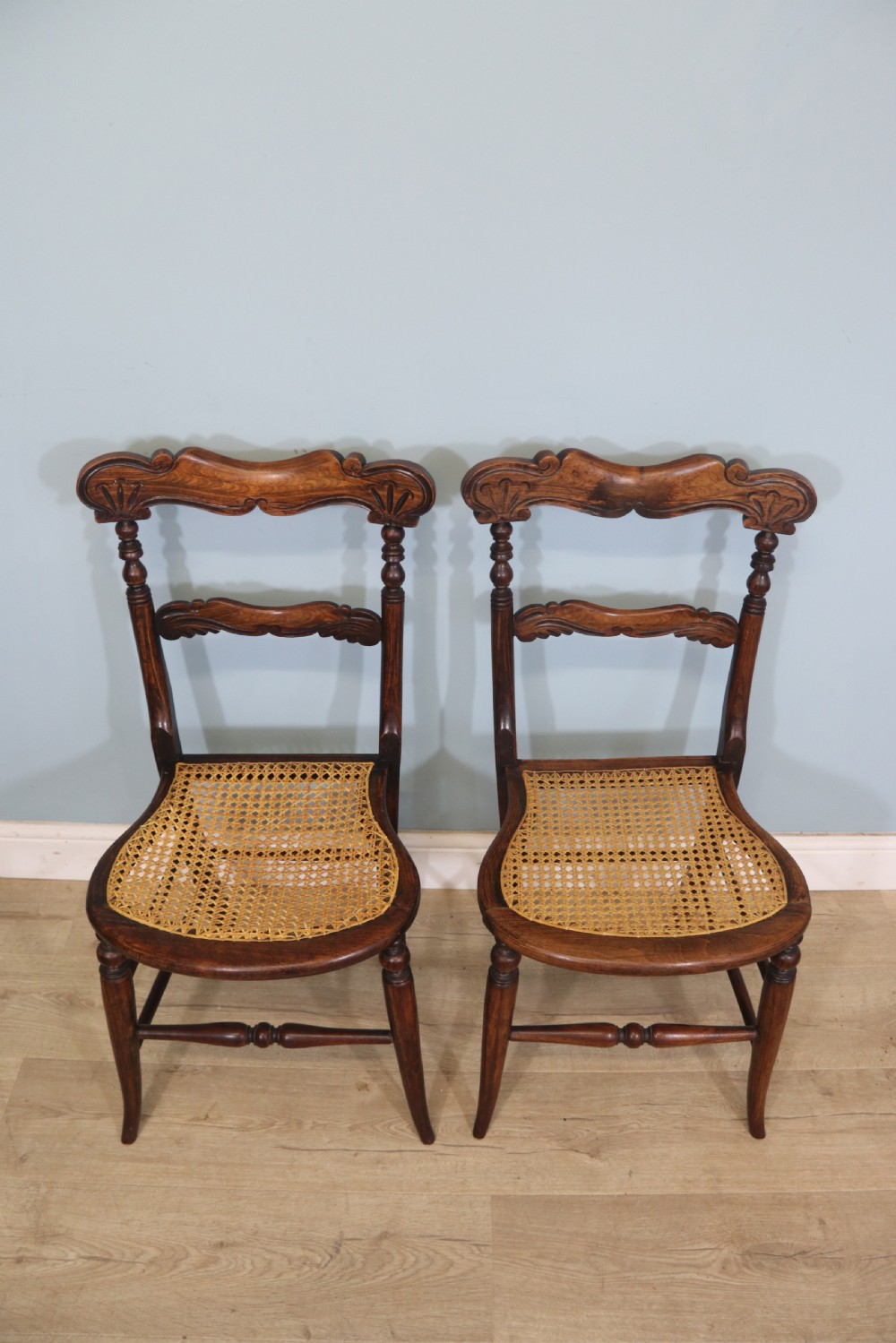  A lovely set of four Victorian hand finished simulated rosewood bar back cane seated chairs View IV
