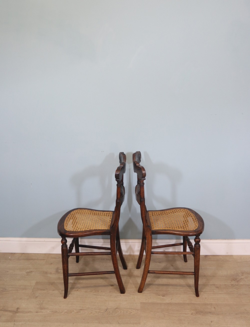  A lovely set of four Victorian hand finished simulated rosewood bar back cane seated chairs View VI