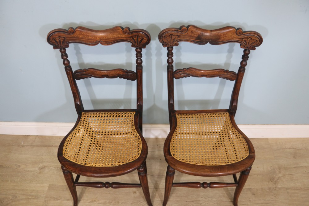  A lovely set of four Victorian hand finished simulated rosewood bar back cane seated chairs View VIII