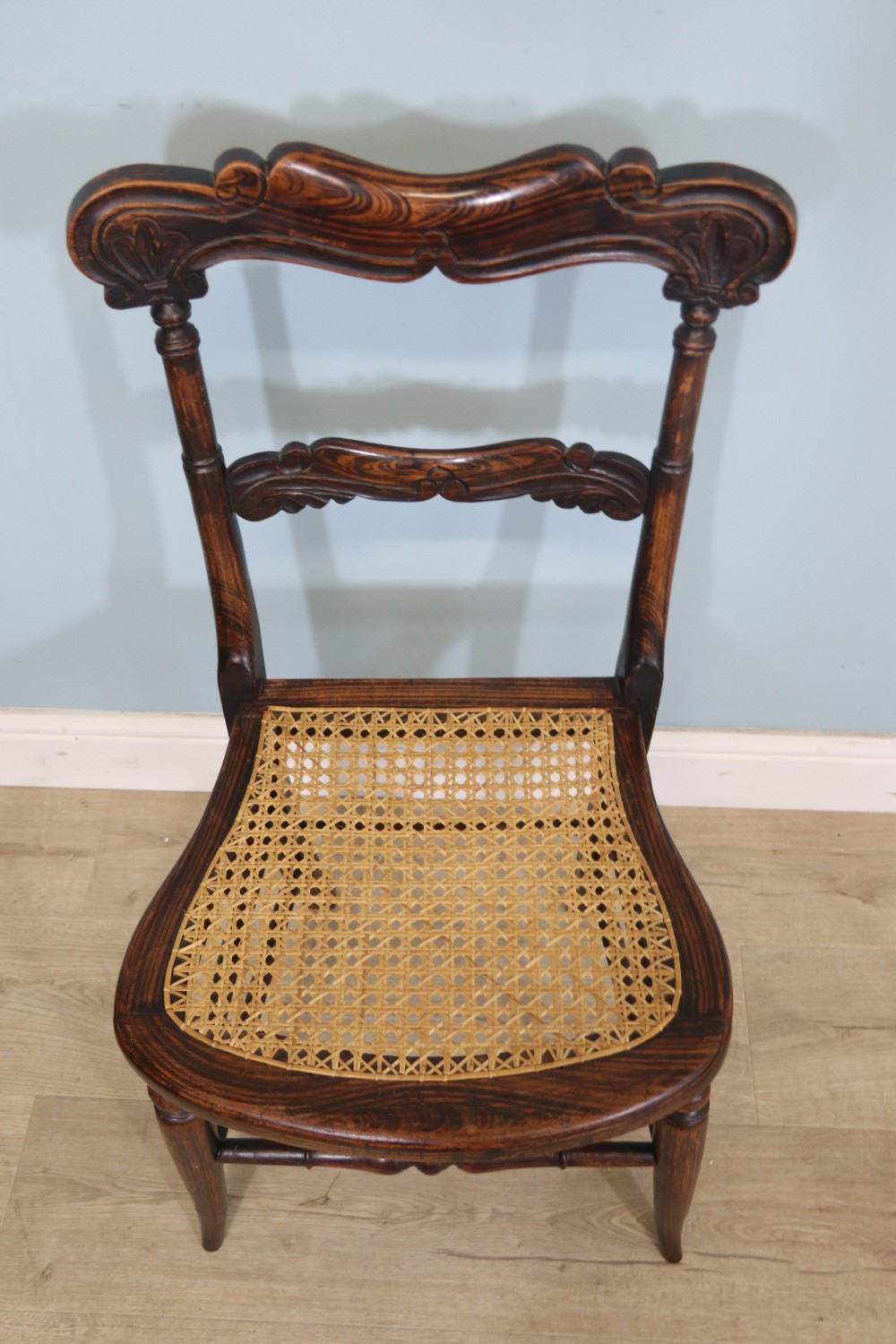  A lovely set of four Victorian hand finished simulated rosewood bar back cane seated chairs View IX