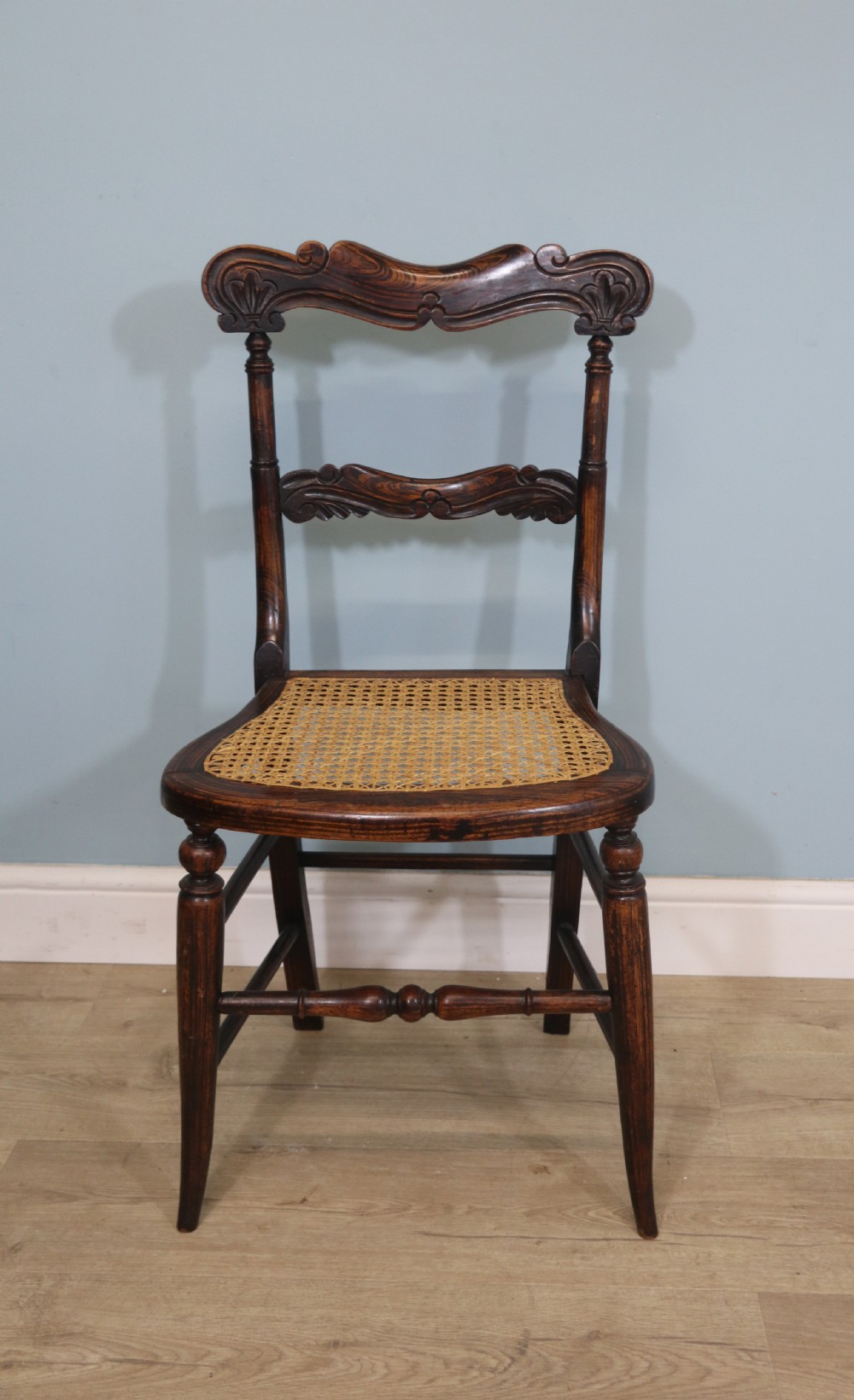  A lovely set of four Victorian hand finished simulated rosewood bar back cane seated chairs View X