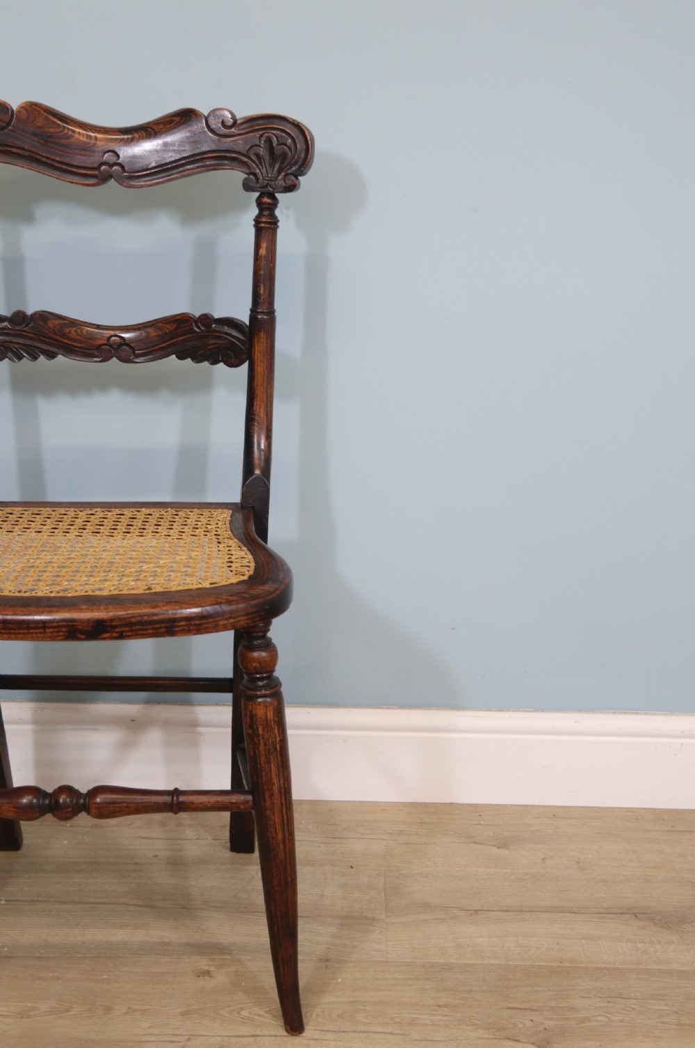  A lovely set of four Victorian hand finished simulated rosewood bar back cane seated chairs View XII