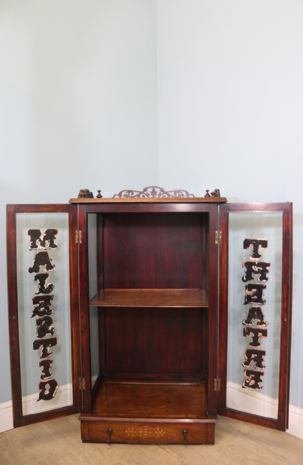  An originally Victorian Walnut and Marquetry Inlaid Display Cabinet with later alterations View III