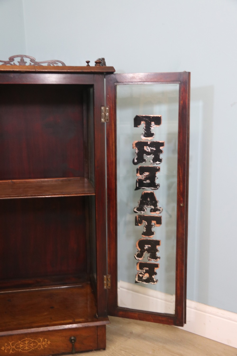  An originally Victorian Walnut and Marquetry Inlaid Display Cabinet with later alterations View V