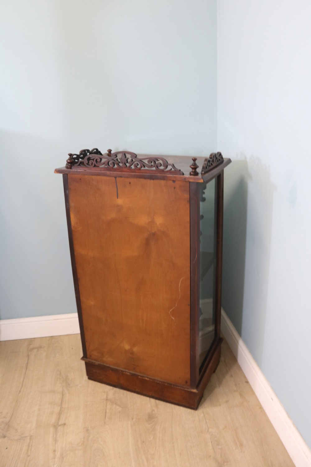  An originally Victorian Walnut and Marquetry Inlaid Display Cabinet with later alterations View X