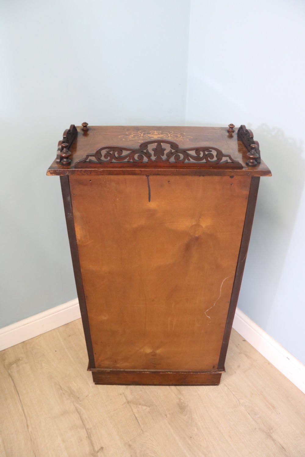  An originally Victorian Walnut and Marquetry Inlaid Display Cabinet with later alterations View XI