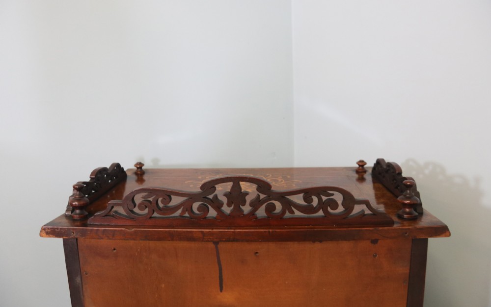  An originally Victorian Walnut and Marquetry Inlaid Display Cabinet with later alterations View XII