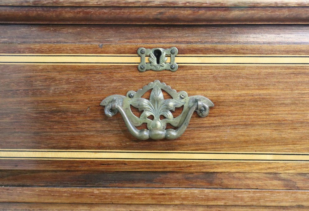  A lovely quality Edwardian solid mahogany and walnut line inlaid dressing chest View V