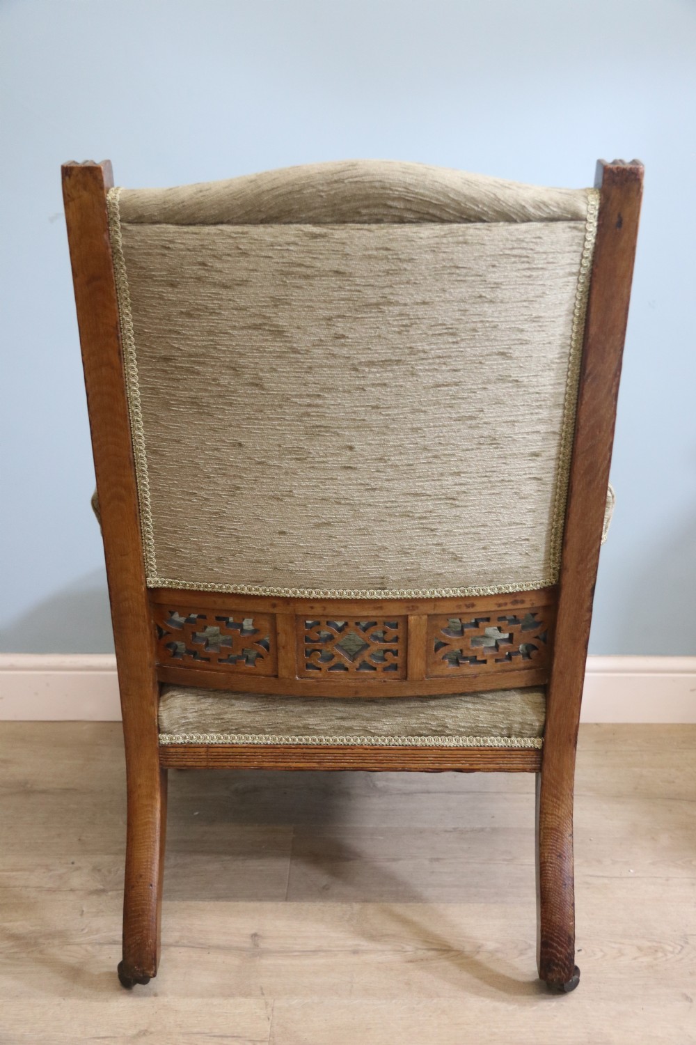 Late Victorian comfortable armchair in the Arts and Crafts style View IV