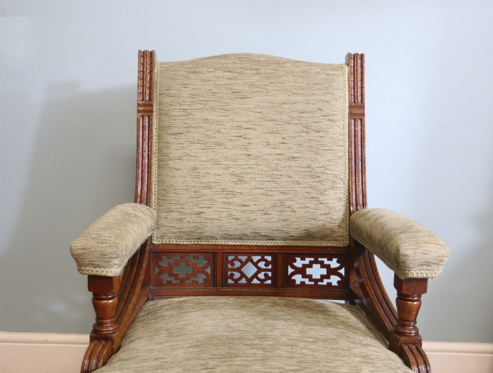 Late Victorian comfortable armchair in the Arts and Crafts style View VI