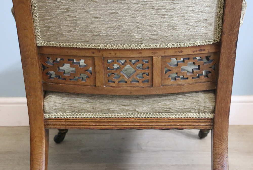 Late Victorian comfortable armchair in the Arts and Crafts style View VIII