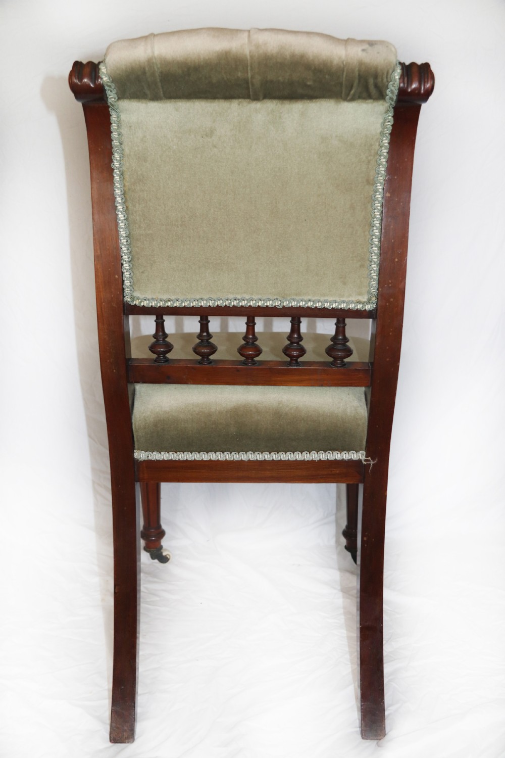 Set of four Green upholstered Chairs with button backs View II