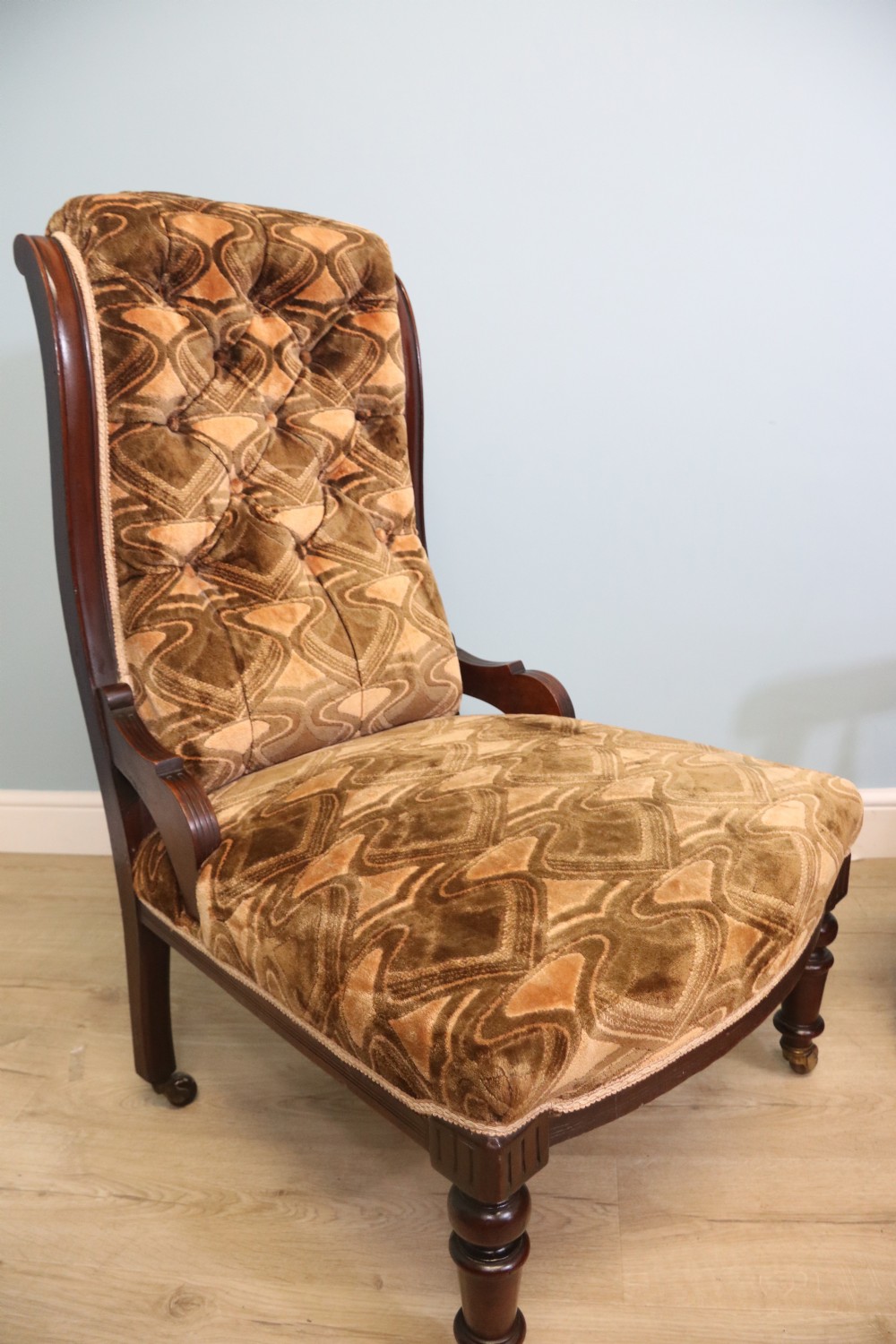 A bold pair late 19th century armchairs for a lady and gentleman View IV