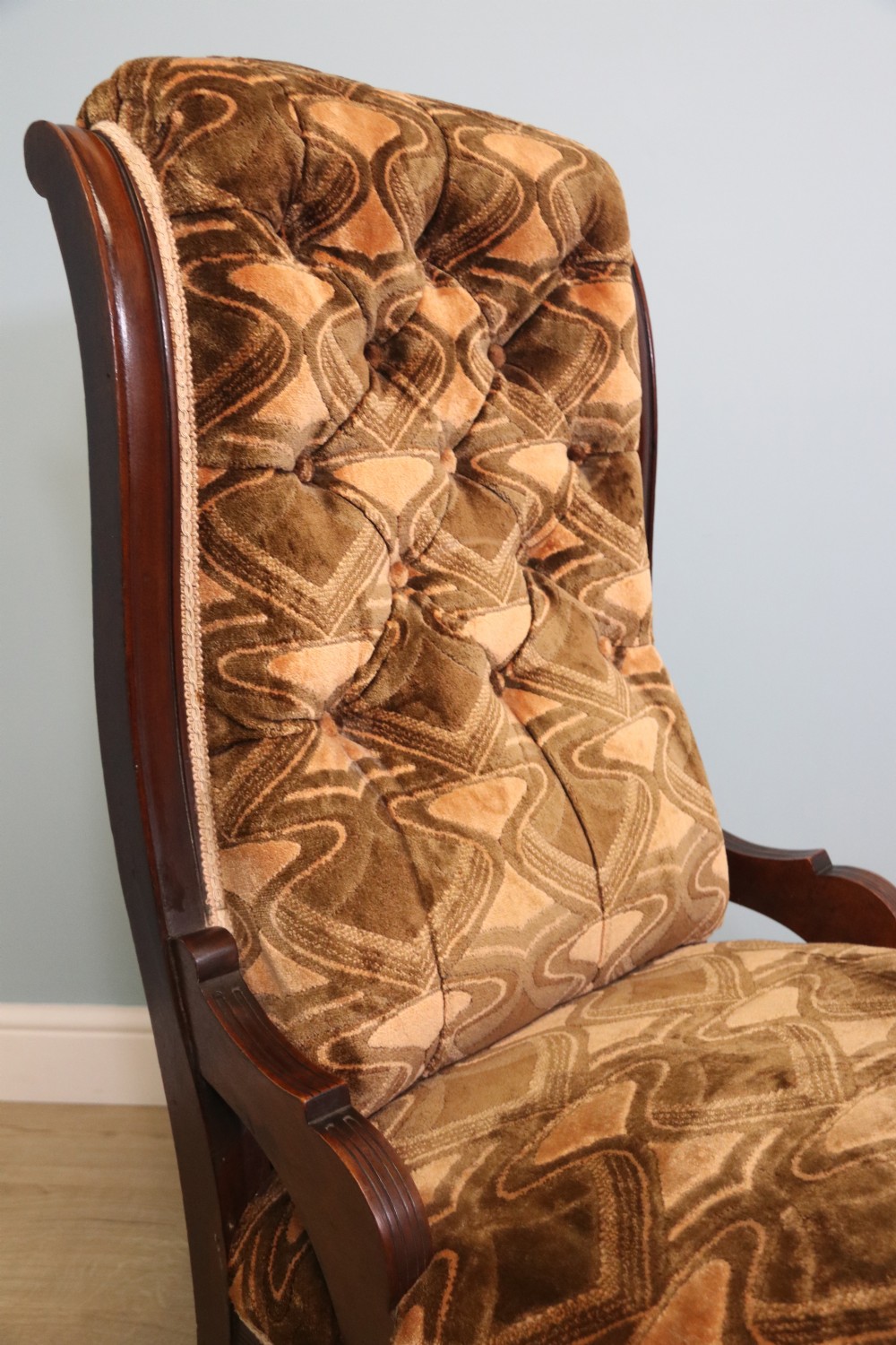 A bold pair late 19th century armchairs for a lady and gentleman View II