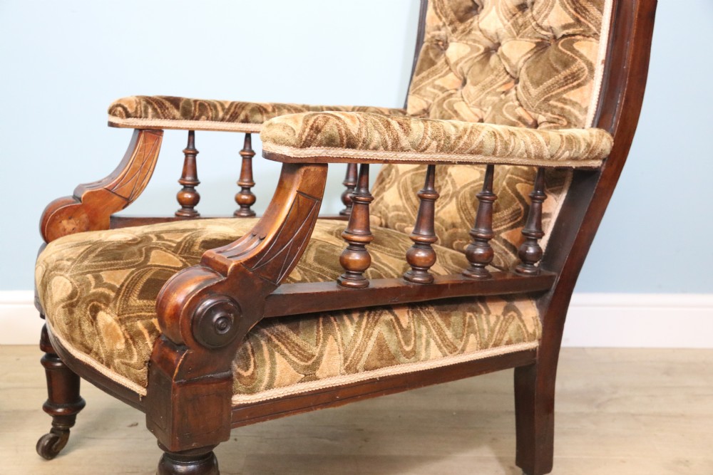 A bold pair late 19th century armchairs for a lady and gentleman View VII
