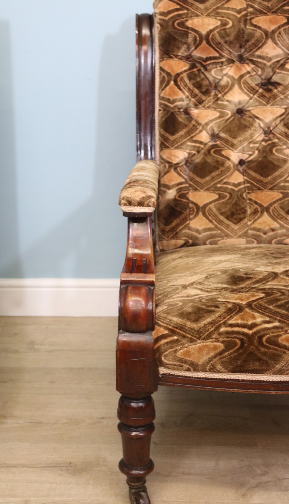 A bold pair late 19th century armchairs for a lady and gentleman View VIII