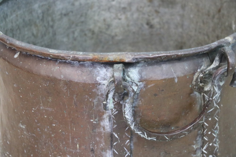 Antique circular copper jardinière View VI