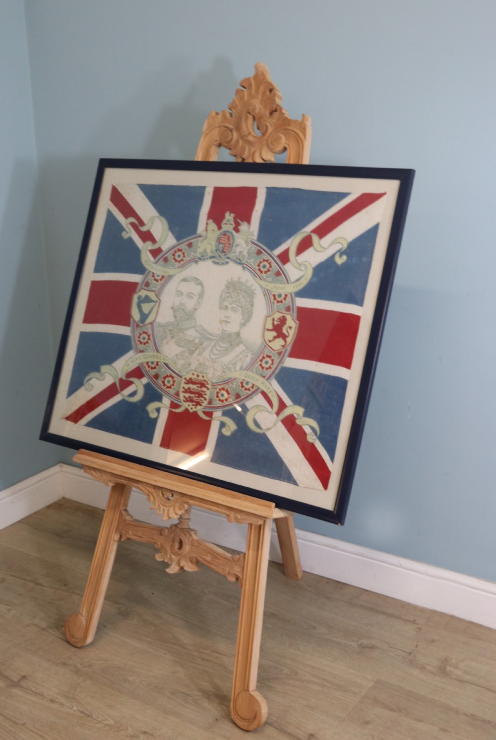 Framed fabric panel from the coronation of King George V and Queen Mary in 1911 View II