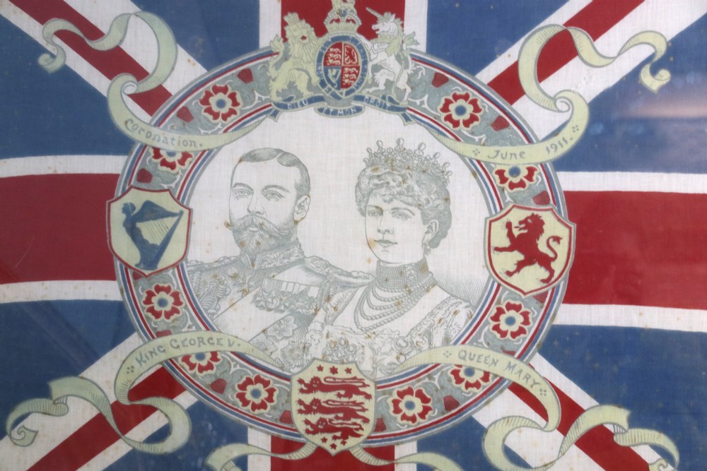 Framed fabric panel from the coronation of King George V and Queen Mary in 1911 View III