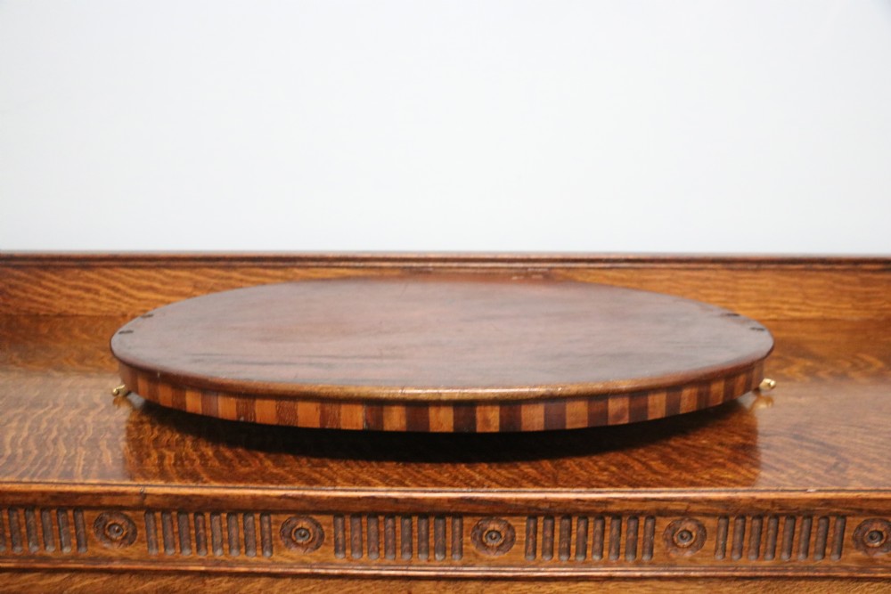 A lovely Edwardian mahogany and inlaid oval galleried tea tray View VI