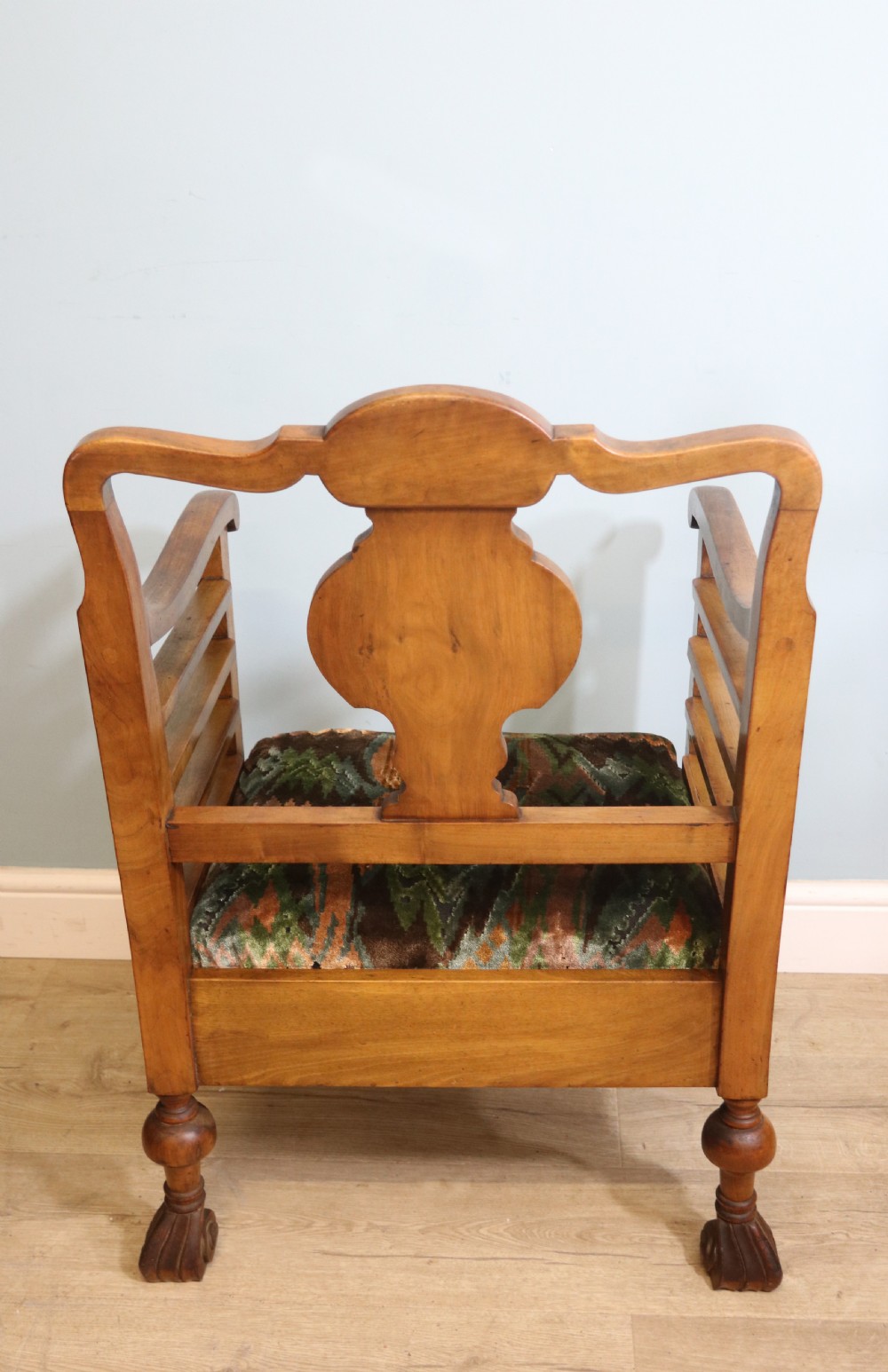 A lovely & unusual walnut side chair in the very stylish Arts and Crafts style View II