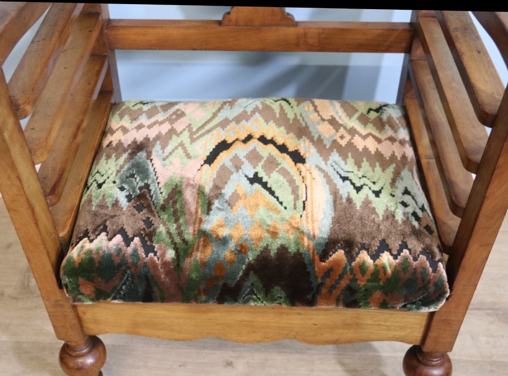 A lovely & unusual walnut side chair in the very stylish Arts and Crafts style View VIII