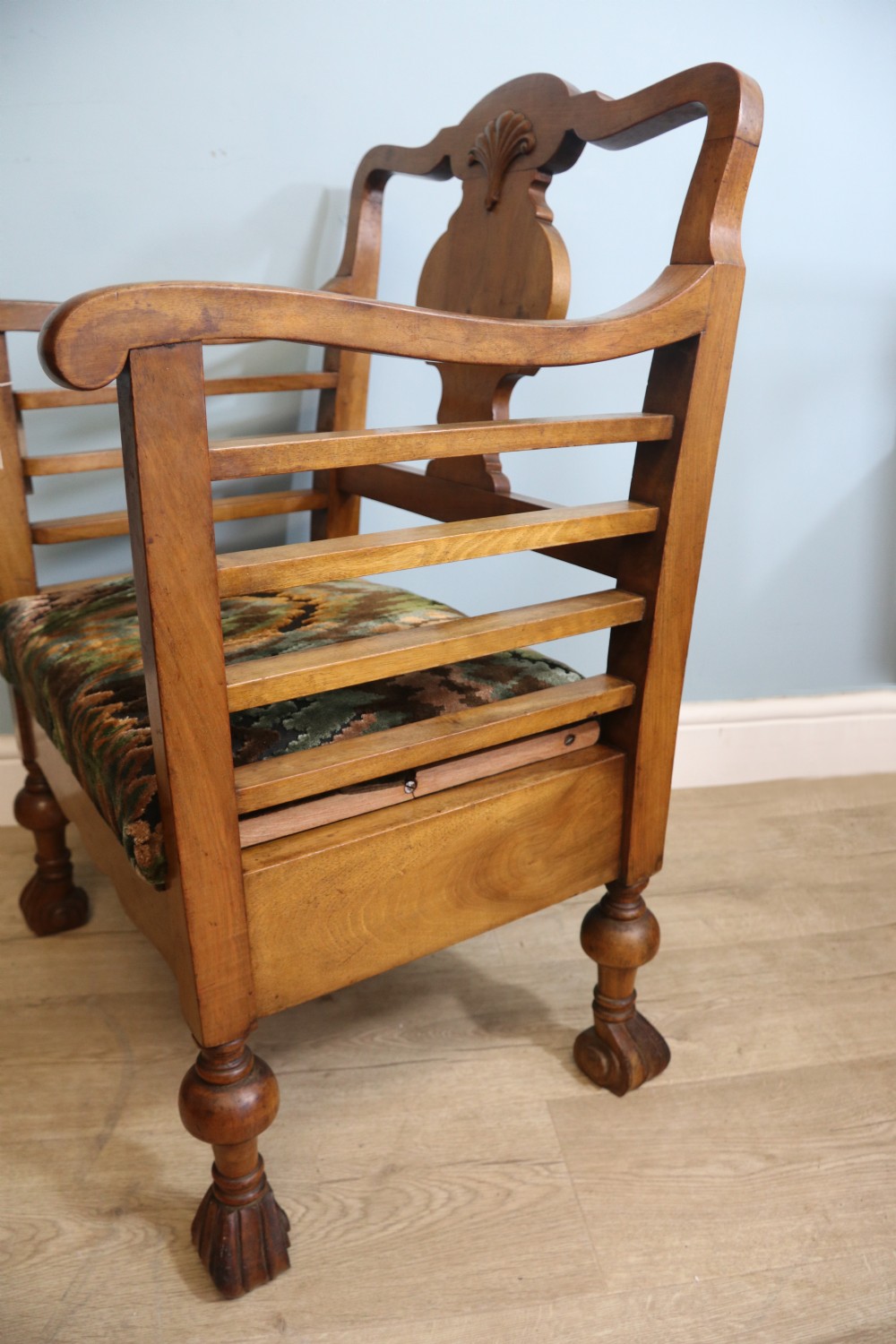 A lovely & unusual walnut side chair in the very stylish Arts and Crafts style View XII