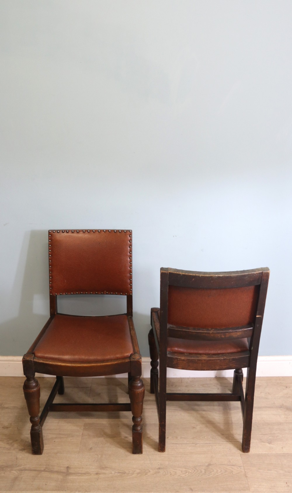 A set of four oak framed dining chairs dating from the 1930s View III