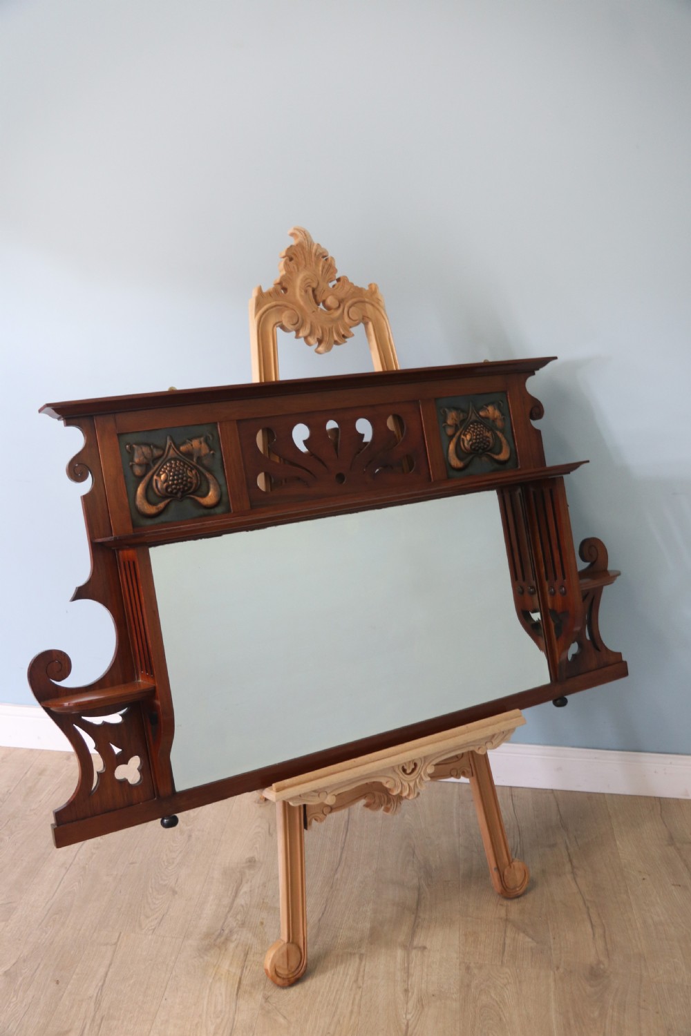 Arts and Crafts Style! small late 19th century over mantle mirror View II