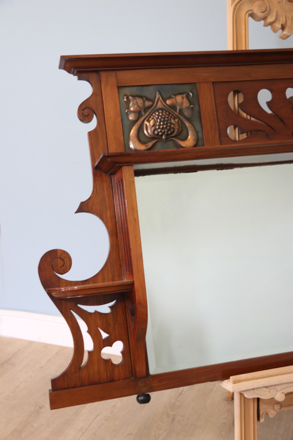 Arts and Crafts Style! small late 19th century over mantle mirror View V