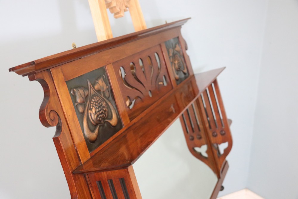 Arts and Crafts Style! small late 19th century over mantle mirror View X