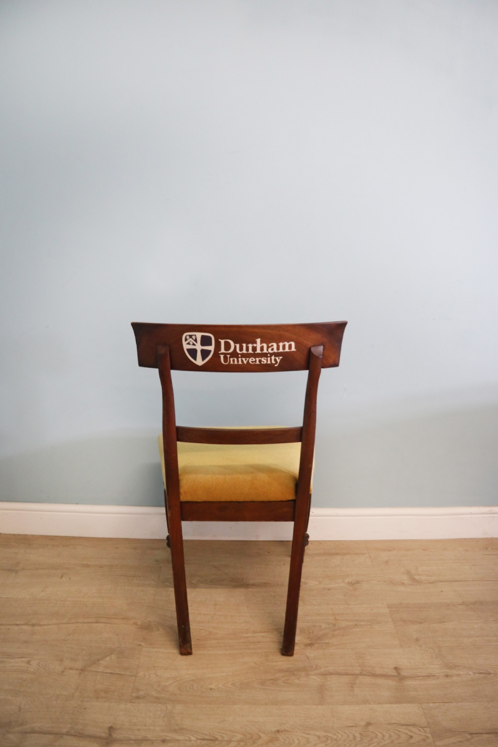 A lovely Victorian mahogany bar back desk chair- logo of Durham University View II