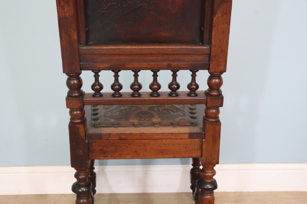 A lovely pair of Victorian oak framed dining or side chairs.  View XVII